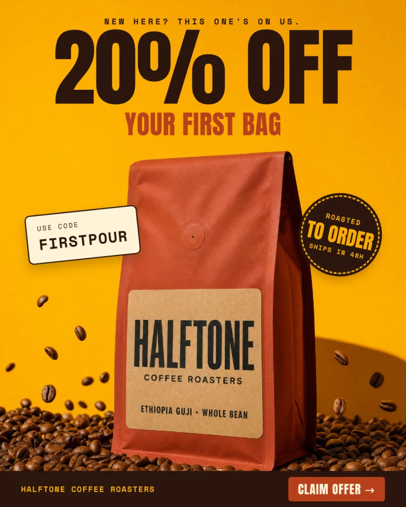 Sample coffee ad for Halftone